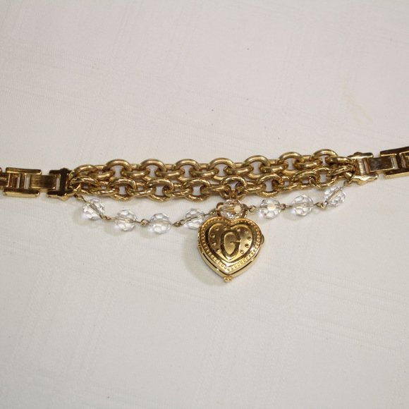 Guess Gold Tone Covered Capped  G Watch Charm Bracelet G95367L - Picture 8 of 12